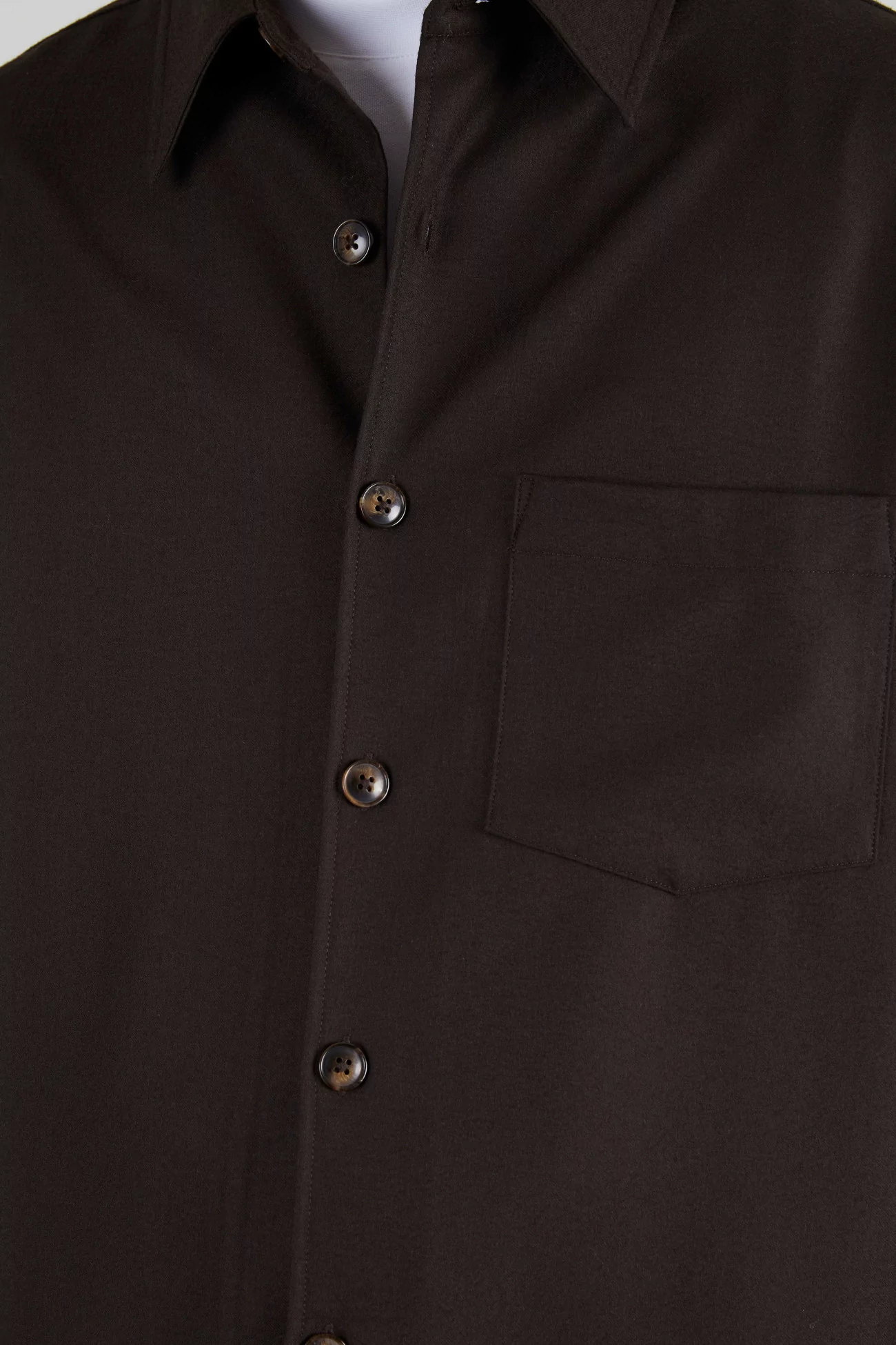 Western Virgin Wool Flannel Overshirt – Dark Brown | Centre Commercial